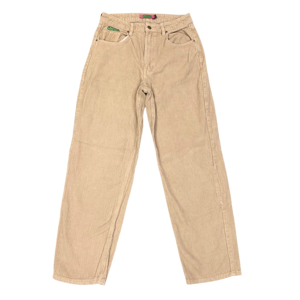 Empyre Tori Corduroy Straight Leg Pants Size 8 Tan 30.5" Inseam High Rise Skate